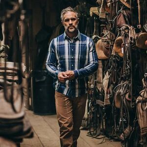 NWOT Taylor Stitch x Stetson The California Indigo Plaid Sz38 Chest 40 Blue